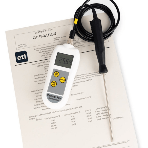 Labset termómetro Precision Plus_detalhe3 termómetro Precision Plus com o certificado de calibração