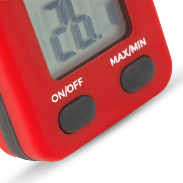 Labset termómetro TempTag_3 termómetro TempTag a demonstrar os botões de ligar e desligar