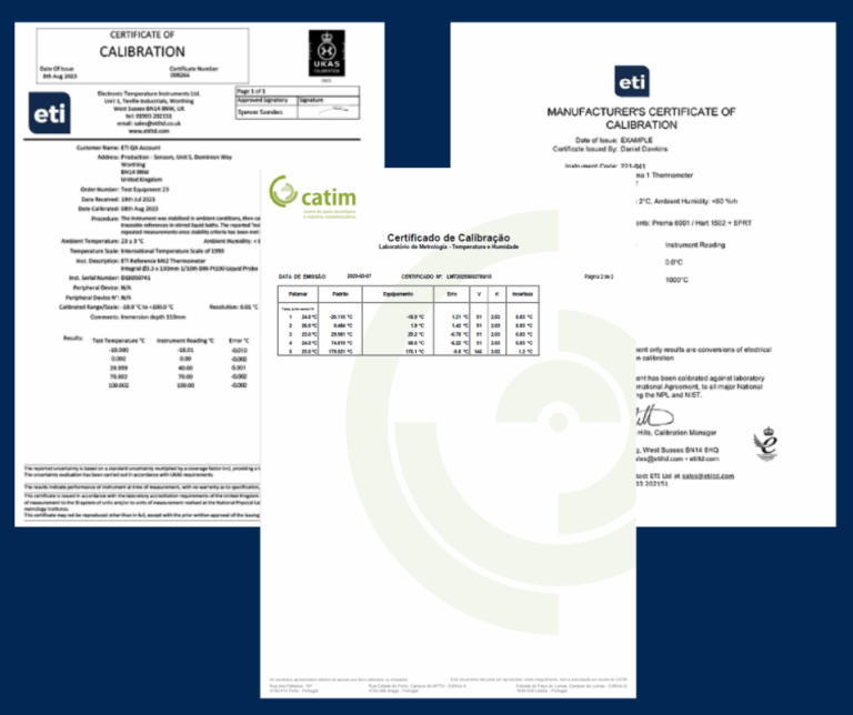 Tipos de certificados de calibração